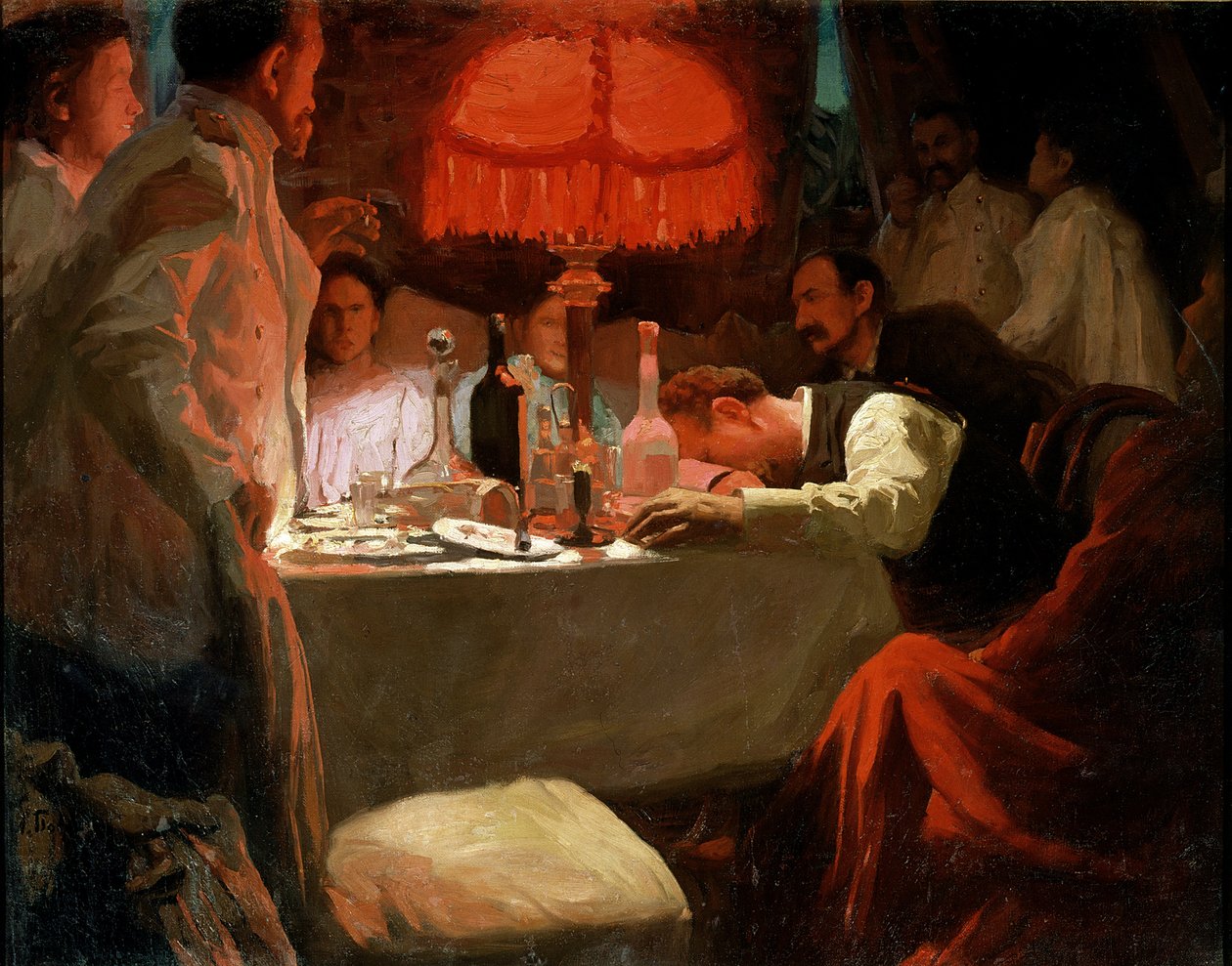 Vörös lámpa alatt, 1910 körül alkotó: Lukjan Vasilievich Popov