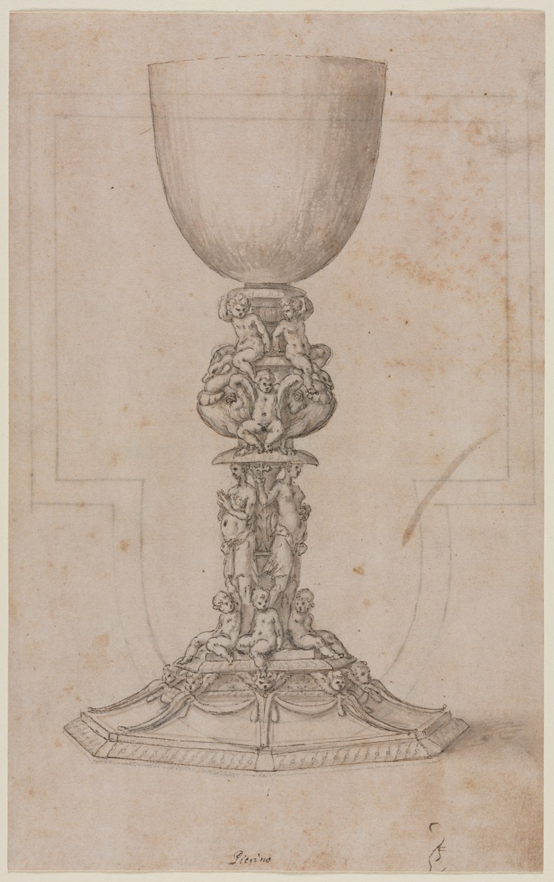 Tervezés egy Chalice recto számára, 1500-as évek közepe. alkotó: Luzio Romano