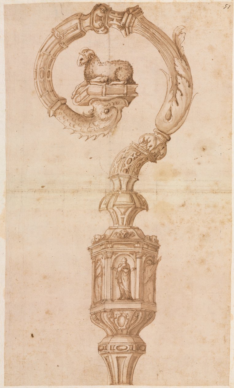 Tervezés egy Crozierhez, 1500-as évek közepén. alkotó: Luzio Romano