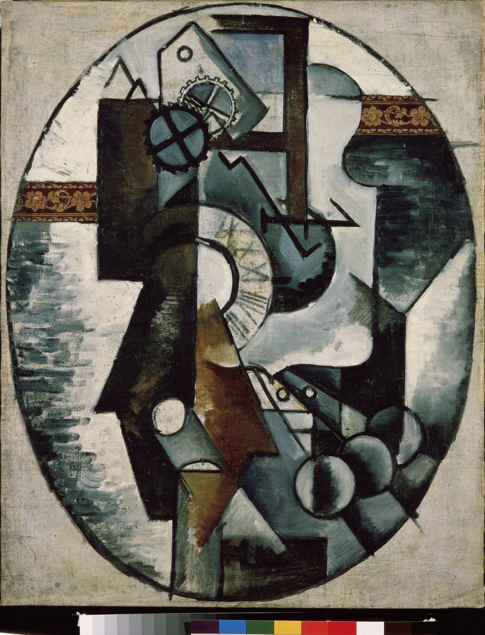 Az óra. Ljubov (Ljubov) Szergejevna Popova (1889-1924) festménye, olaj, vászon és kollázs alkotó: Lyubov Sergeevna Popova