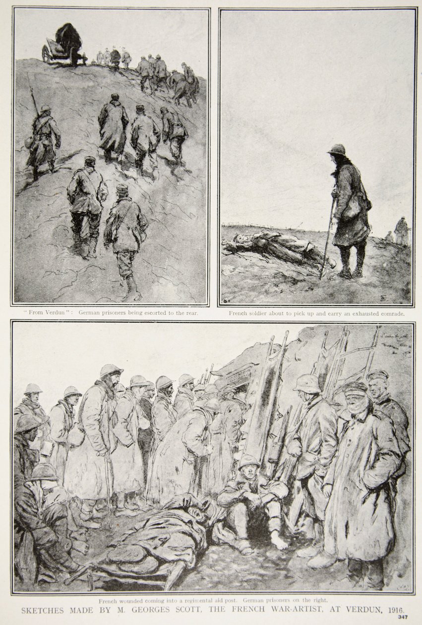 Vázlatok, amelyeket egy francia háborús művész készített Verdunban, 1916 alkotó: M. Georges Scott