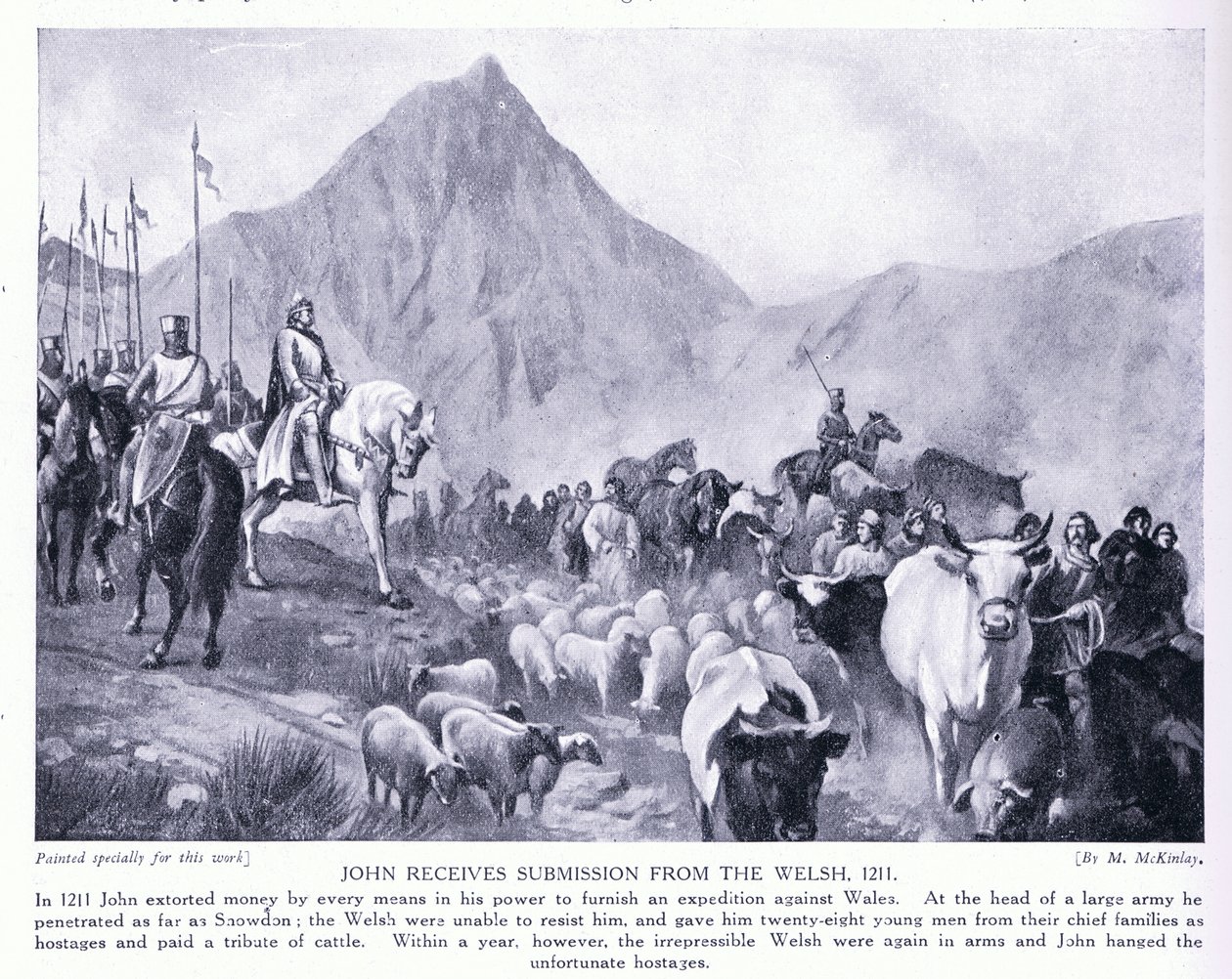 John megkapja a walesi AD1211 beadványt, 1920-as évek alkotó: M. Mackinlay