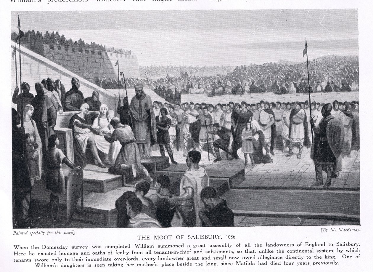 A Salisbury-i Moot 1086 AD, 1920-as évek alkotó: M. Mackinlay