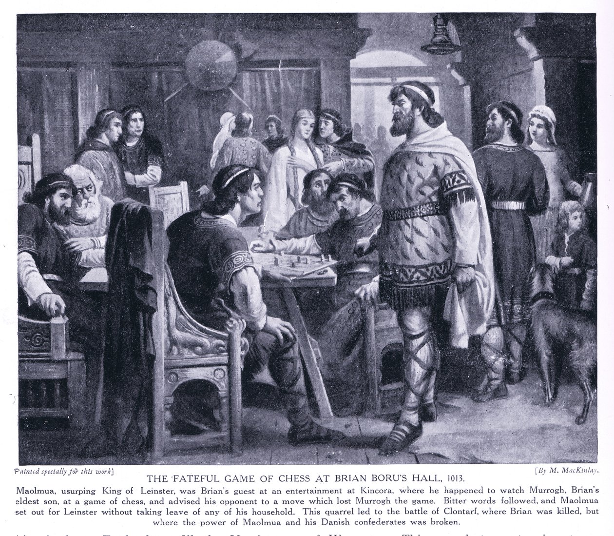A sorsdöntő sakkjátszma Brian Boru termében, AD1013, 1920-as évek alkotó: M. Mackinlay