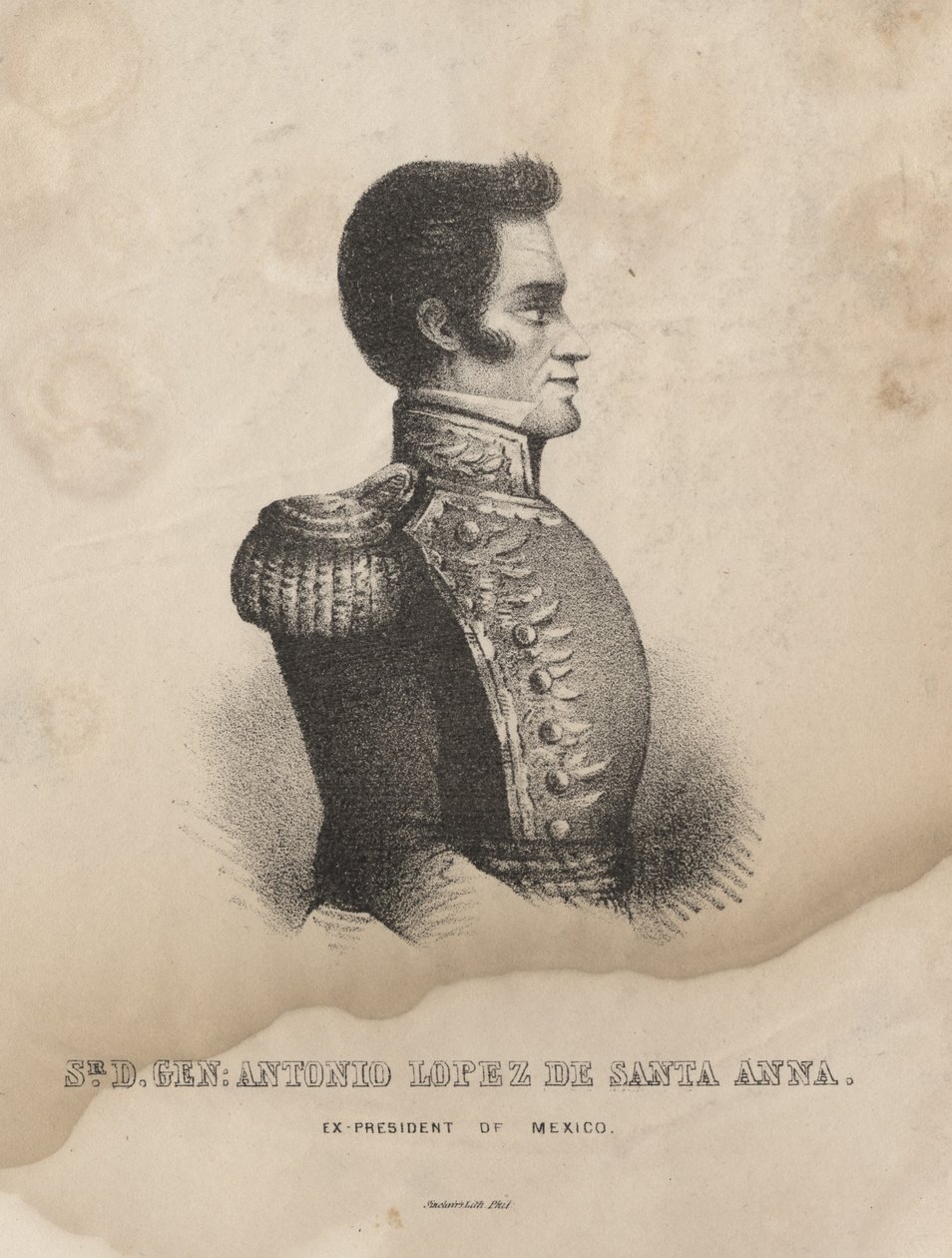 Antonio Lopez de Santa Anna tábornok, Thomas Sinclair litográfiája alkotó: M. Schmitz