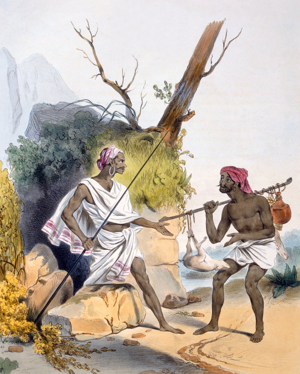 Egy járókelőt lesben tartó tolvaj, 1827-35 alkotó: M.E. Burnouf