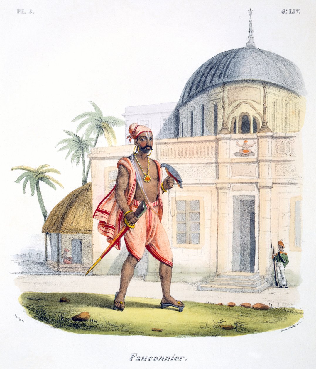 Egy solymász a madarával, 1827-35 alkotó: M.E. Burnouf