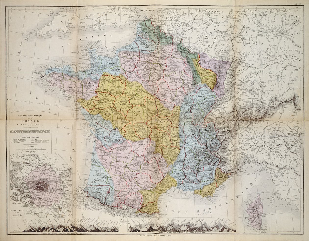 Franciaország térképe, 1830-40 körül alkotó: M.M. and Leroy, Ch. Drioux