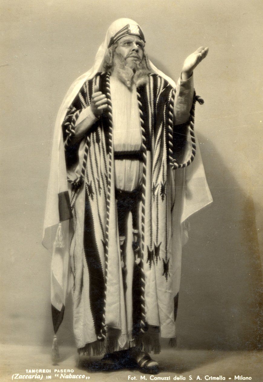 Tancredi Pasero Zaccaria szerepében Verdi Nabucco című művében, 1925-ben alkotó: M. Comuzzi