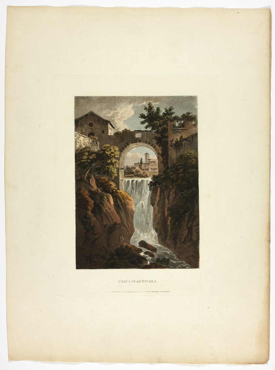 Tivoli vízesés, harminckilencedik tábla Róma romjaiból alkotó: M. Dubourg