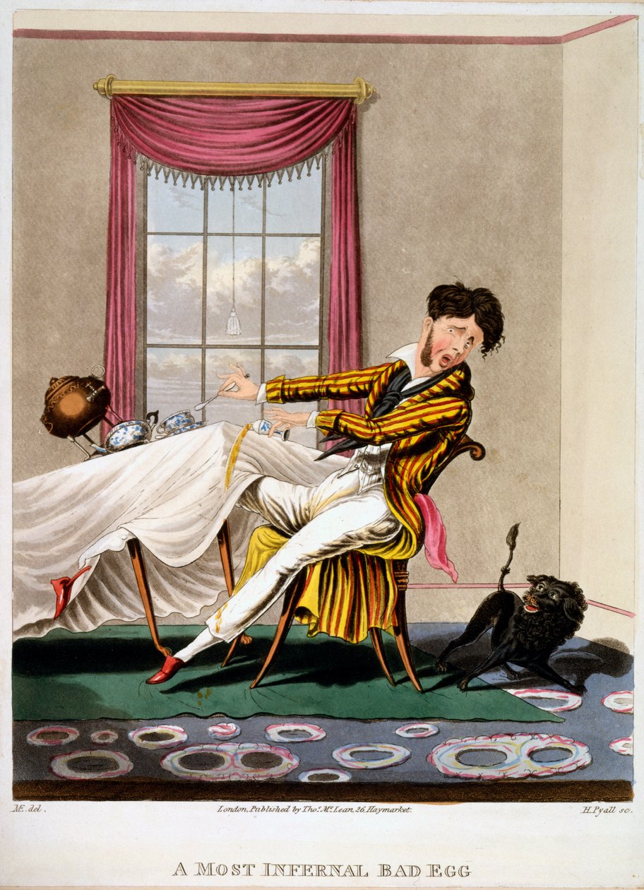 A Most Infernal Bad Egg, H Pyall nyomat, 1827 (kézzel színezett metszet) alkotó: M. Egerton