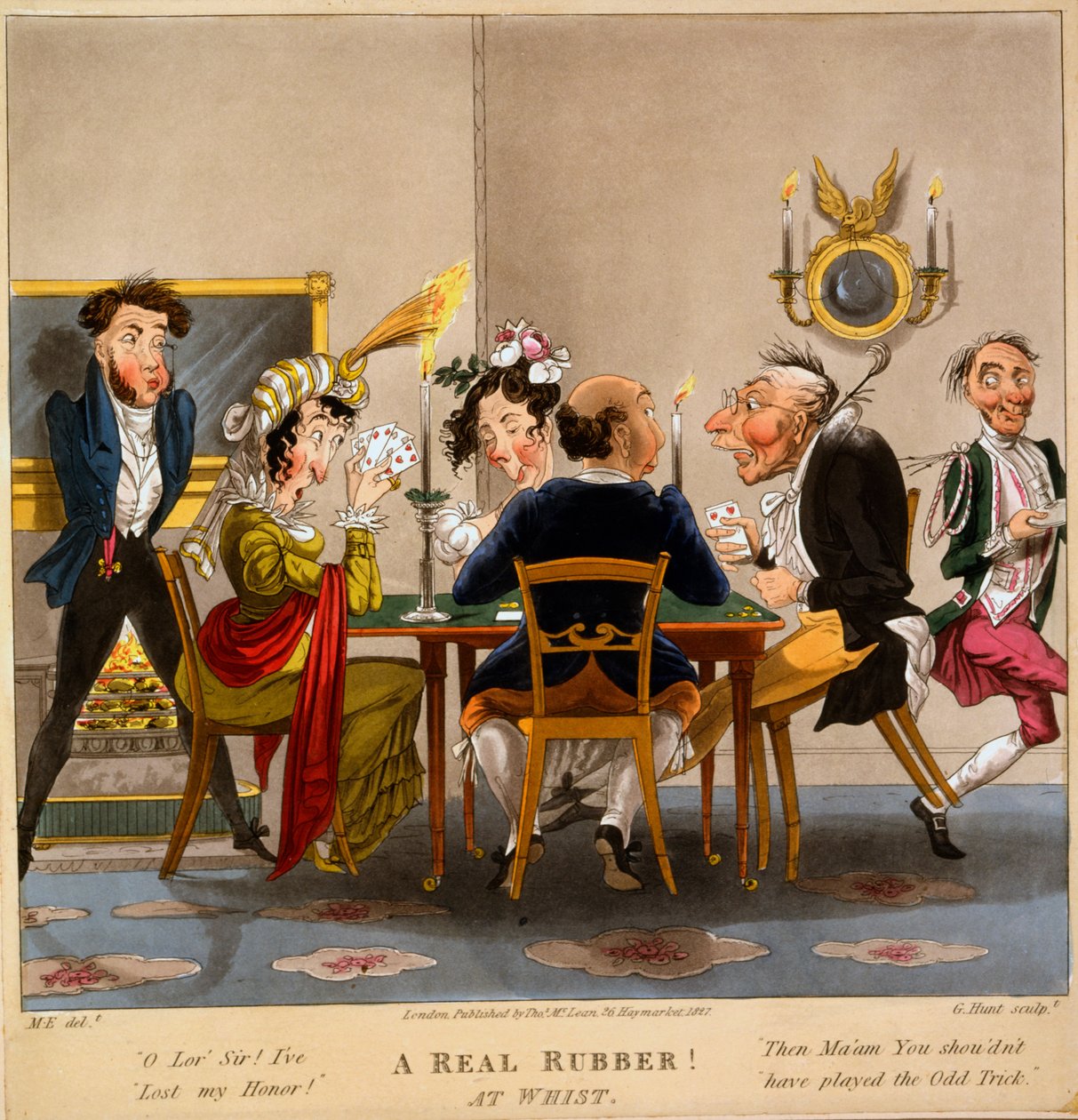 Egy igazi gumi! Whistnél, George Hunt nyomata, 1827 (kézzel színezett metszet) alkotó: M. Egerton