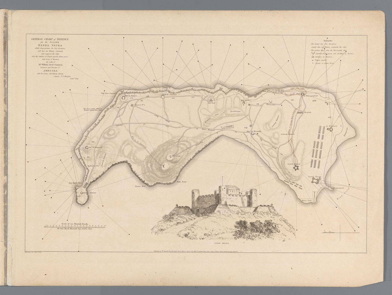 Banda meghódítása az angolok által 1810. augusztus 9-én Szemléltető beszámoló Cole kapitány nagyszerű eredményéről Banda szigetének elfoglalásában (cím a tárgyon) alkotó: M. Graham
