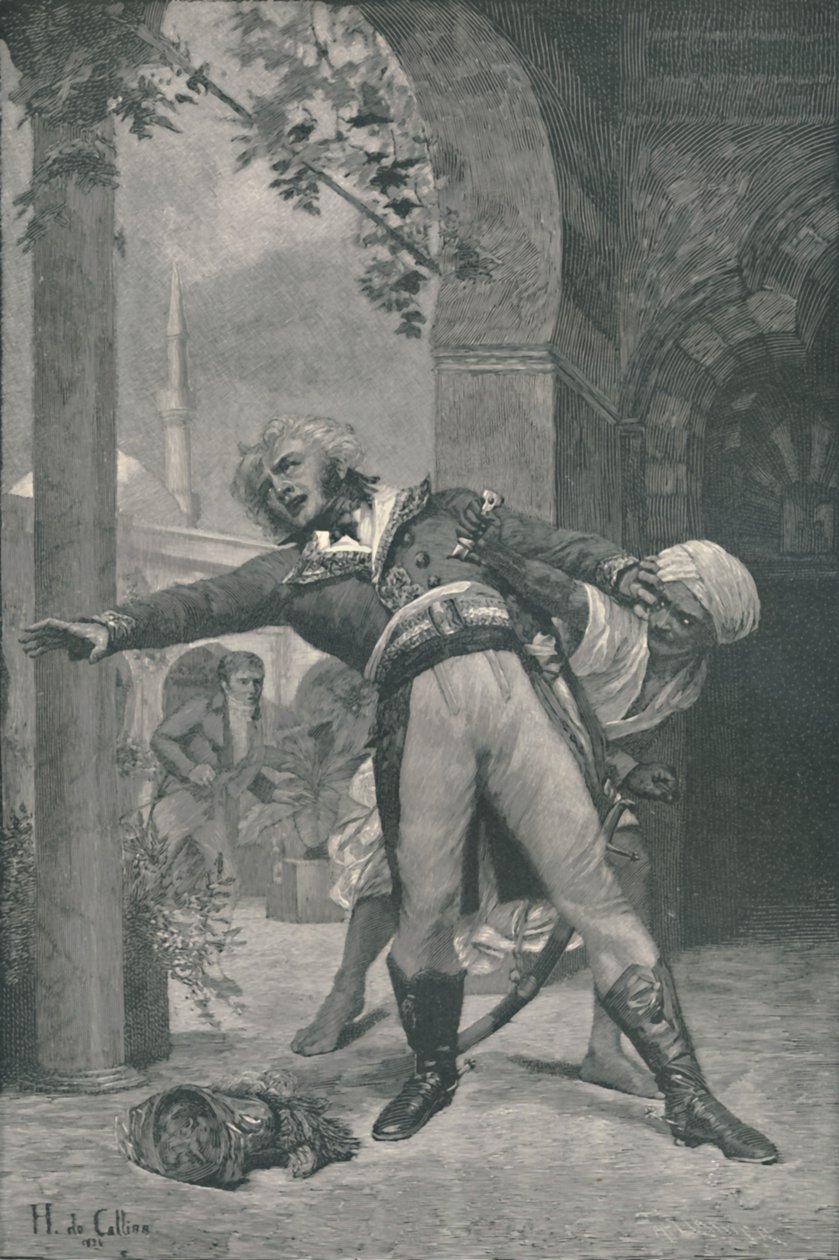 Kléber meggyilkolása Kairóban, 1800. június 14., 1896. alkotó: Horace de Callias