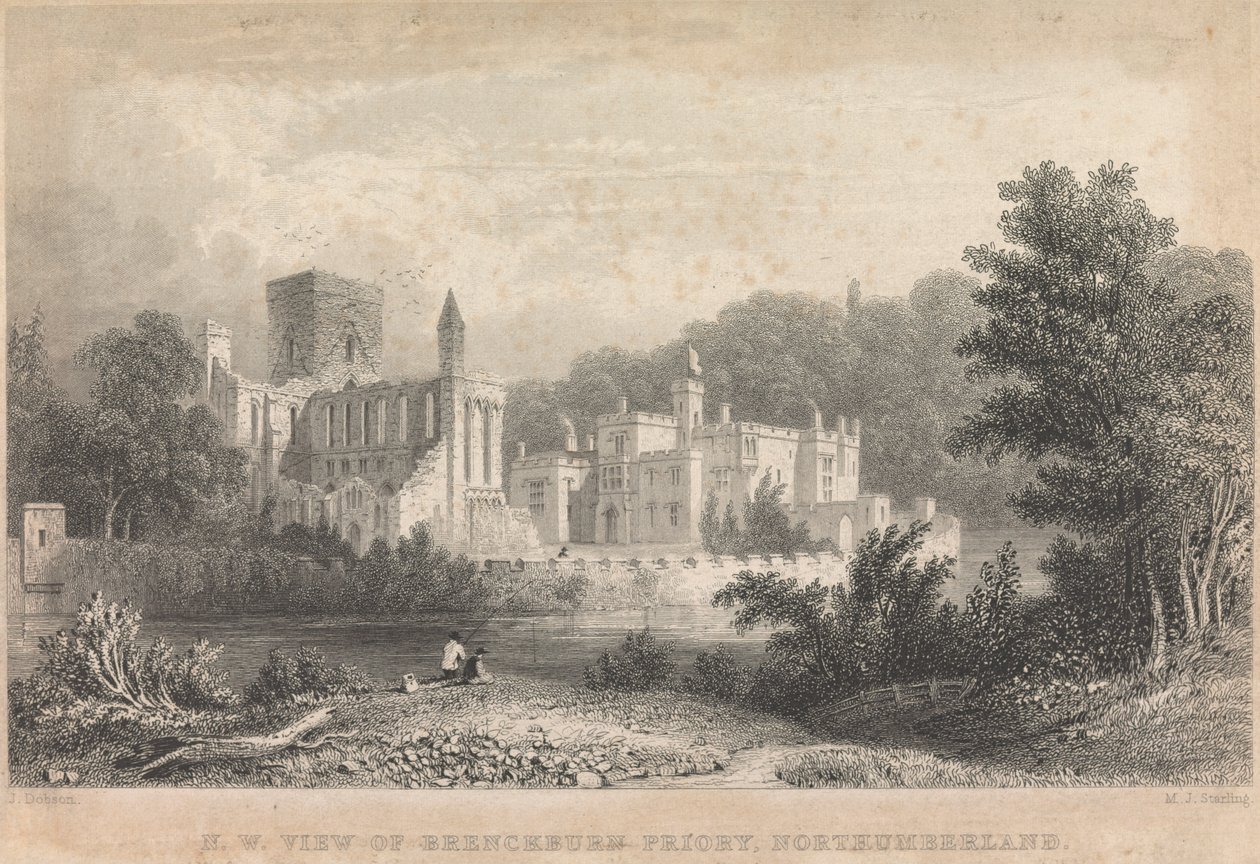 Northumberland, Brinkburn Priory, északnyugati nézete; 44. oldal (Első kötet) alkotó: M. J. Starling