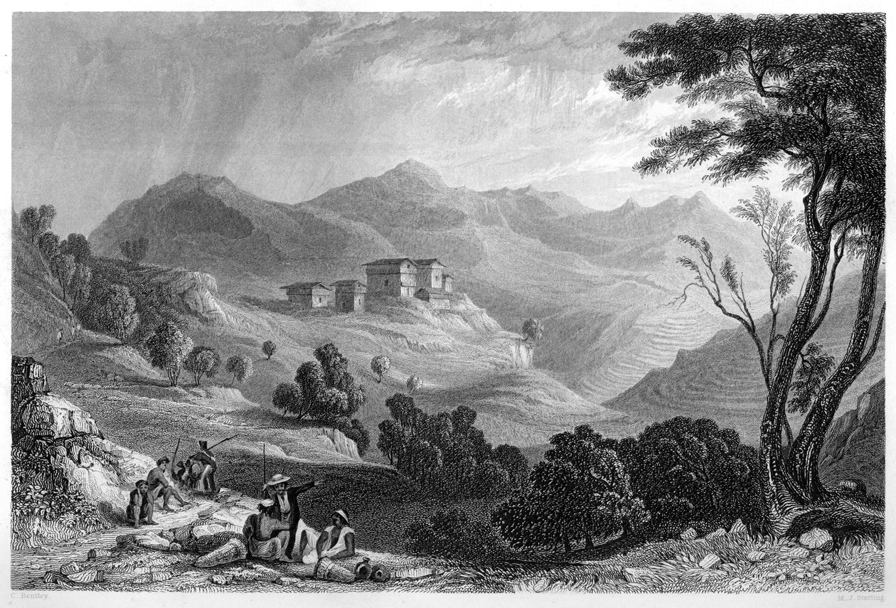 Naree falu Indiában, 1860 körül. alkotó: M. J. Starling