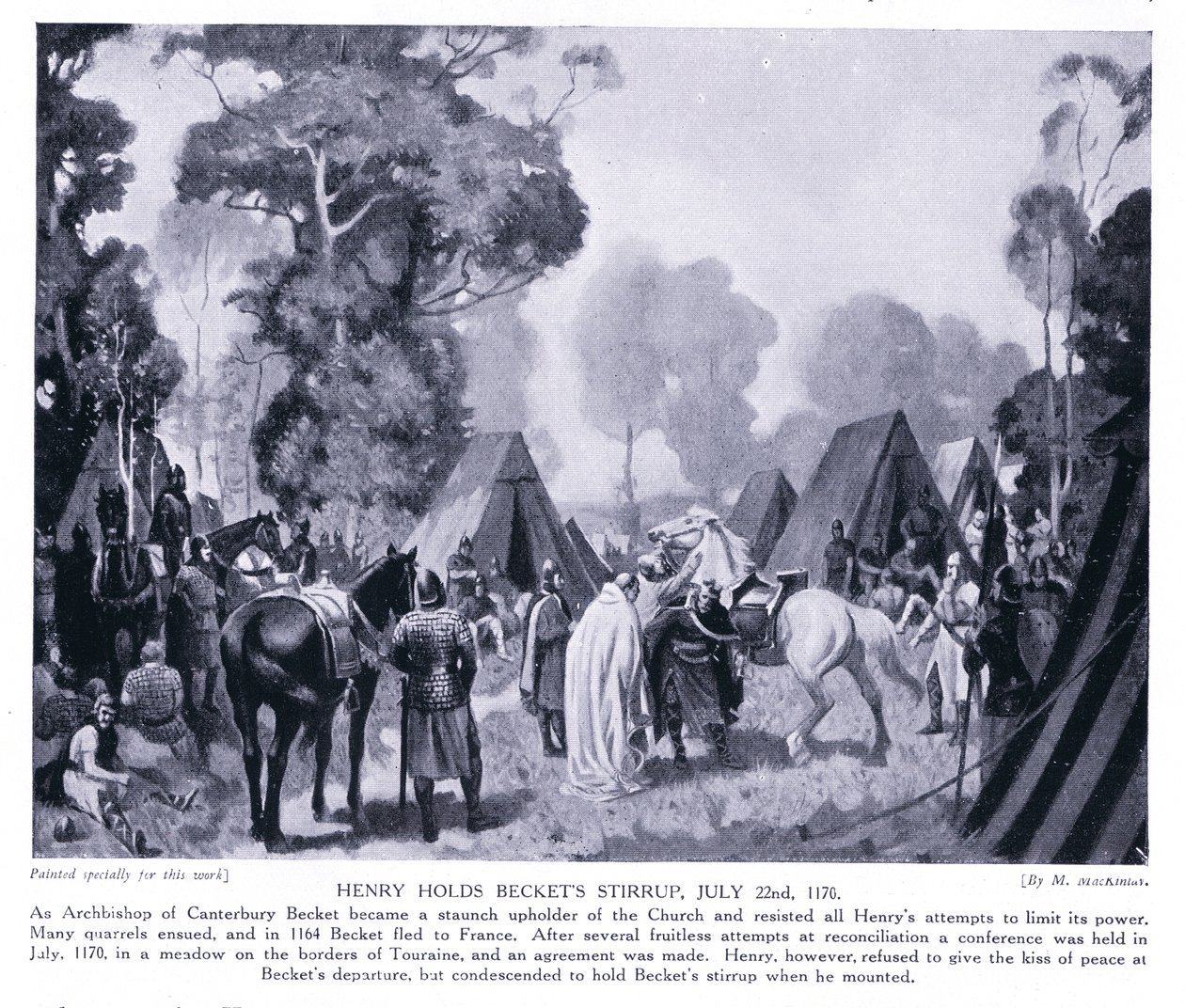 Henry a 1920-as évek AD1170-es Beckets kengyelét tartja alkotó: M. Mackinlay