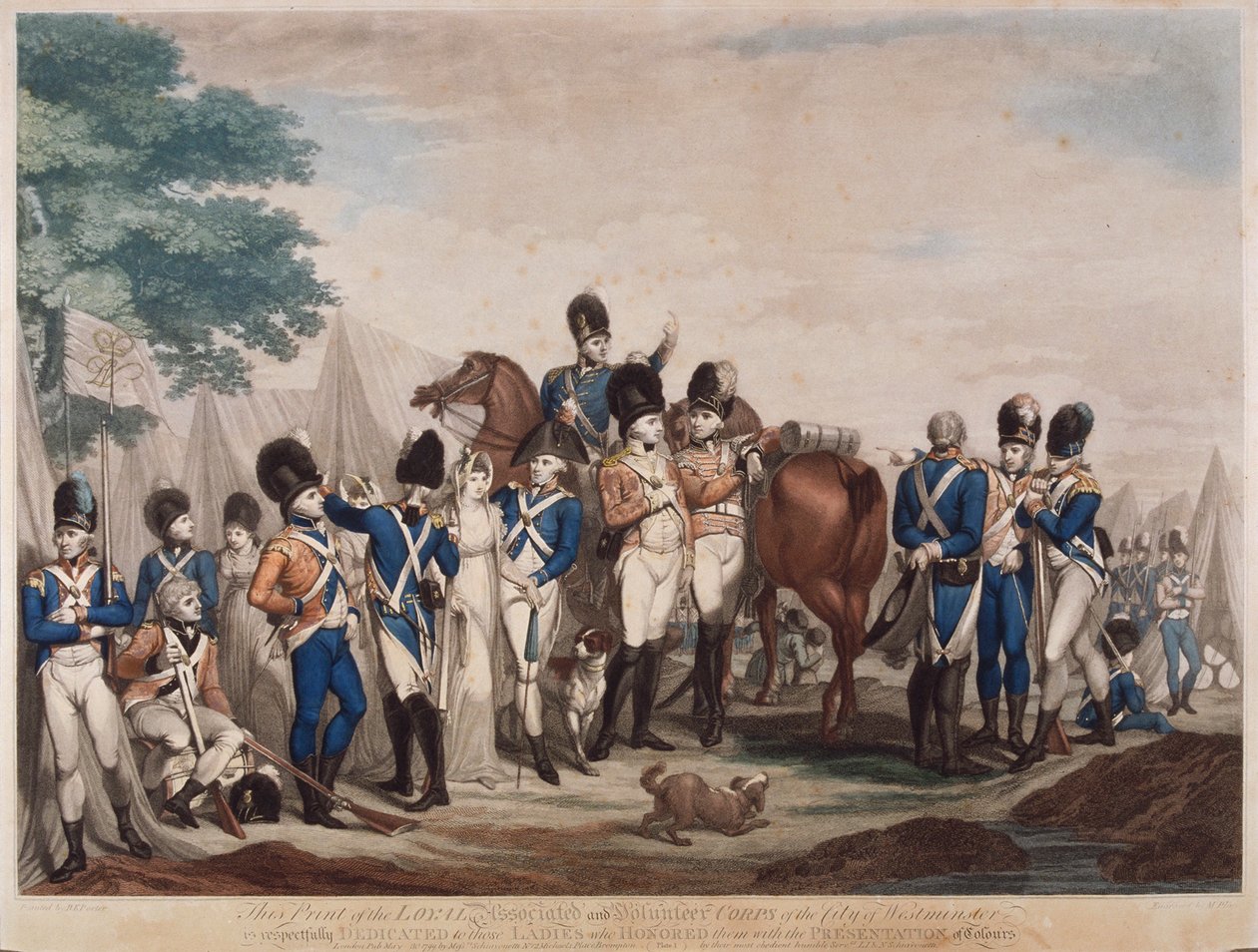 A Westminster város hűséges társult és önkéntes hadtestének katonái, 1799 alkotó: M Place