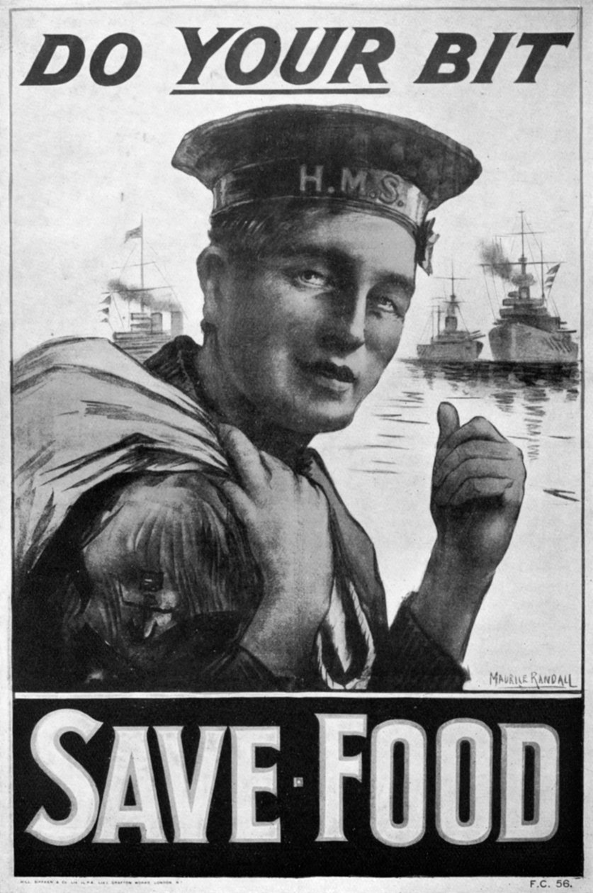 „Do Your Bit – Save Food”, élelmiszergazdasági plakát, első világháború, 1917, 1920 k. alkotó: M Randall