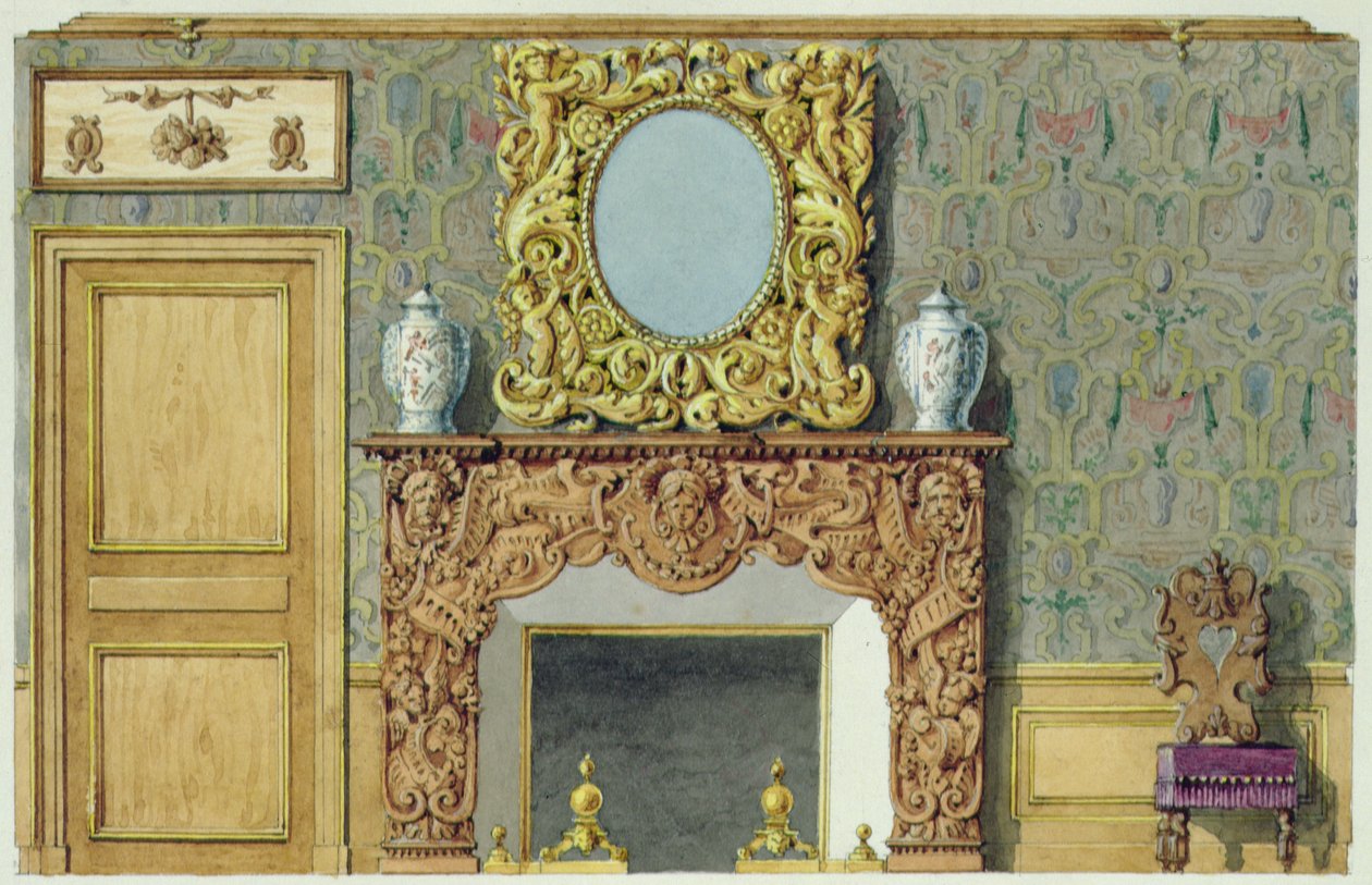 Kémény a rue Fortunee étkezőjében, a Balzac által 1847-ben vásárolt házban. alkotó: M. Santi
