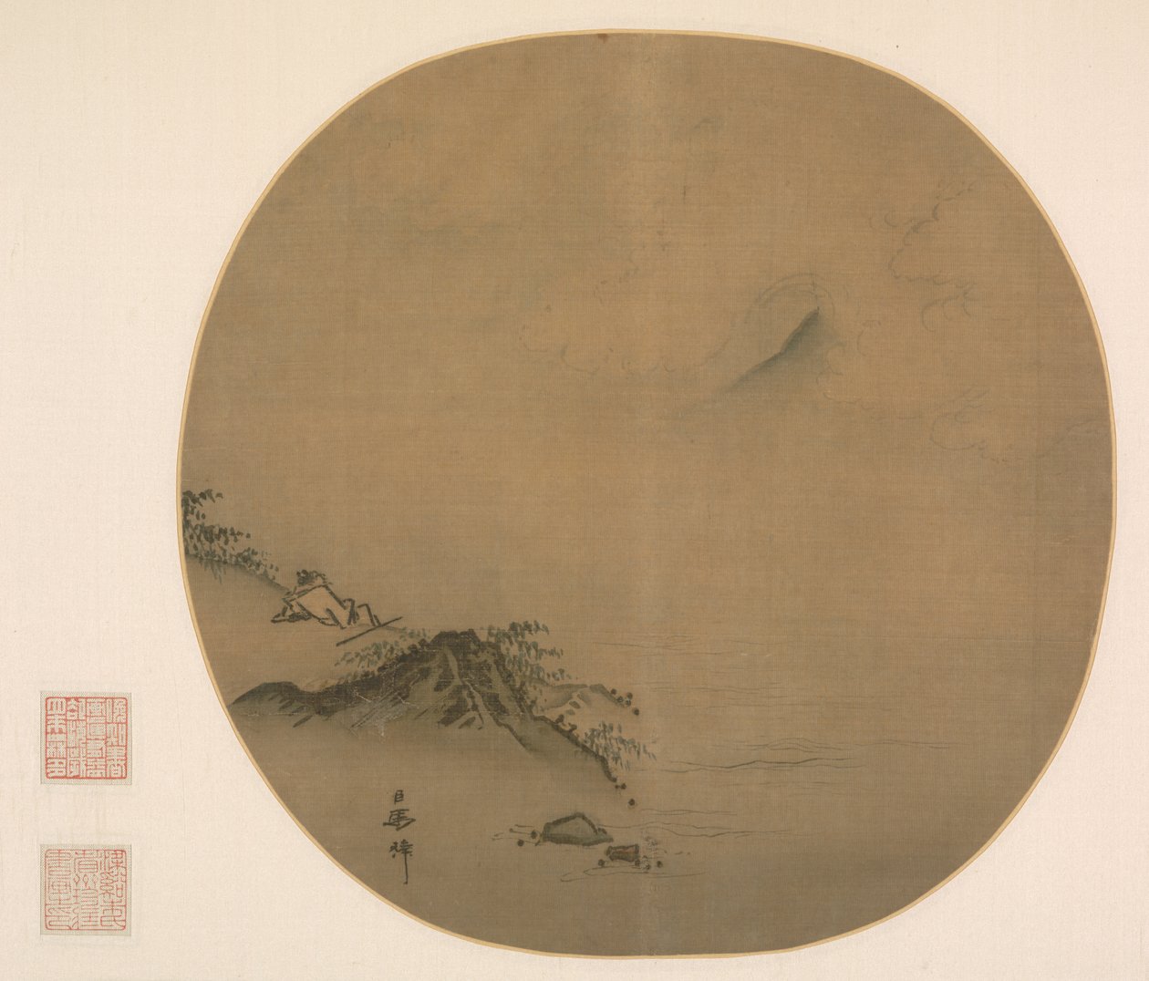 Tudós fekvő és emelkedő felhőket néz, Wang Wei verse, 1225-75. alkotó: Ma Lin
