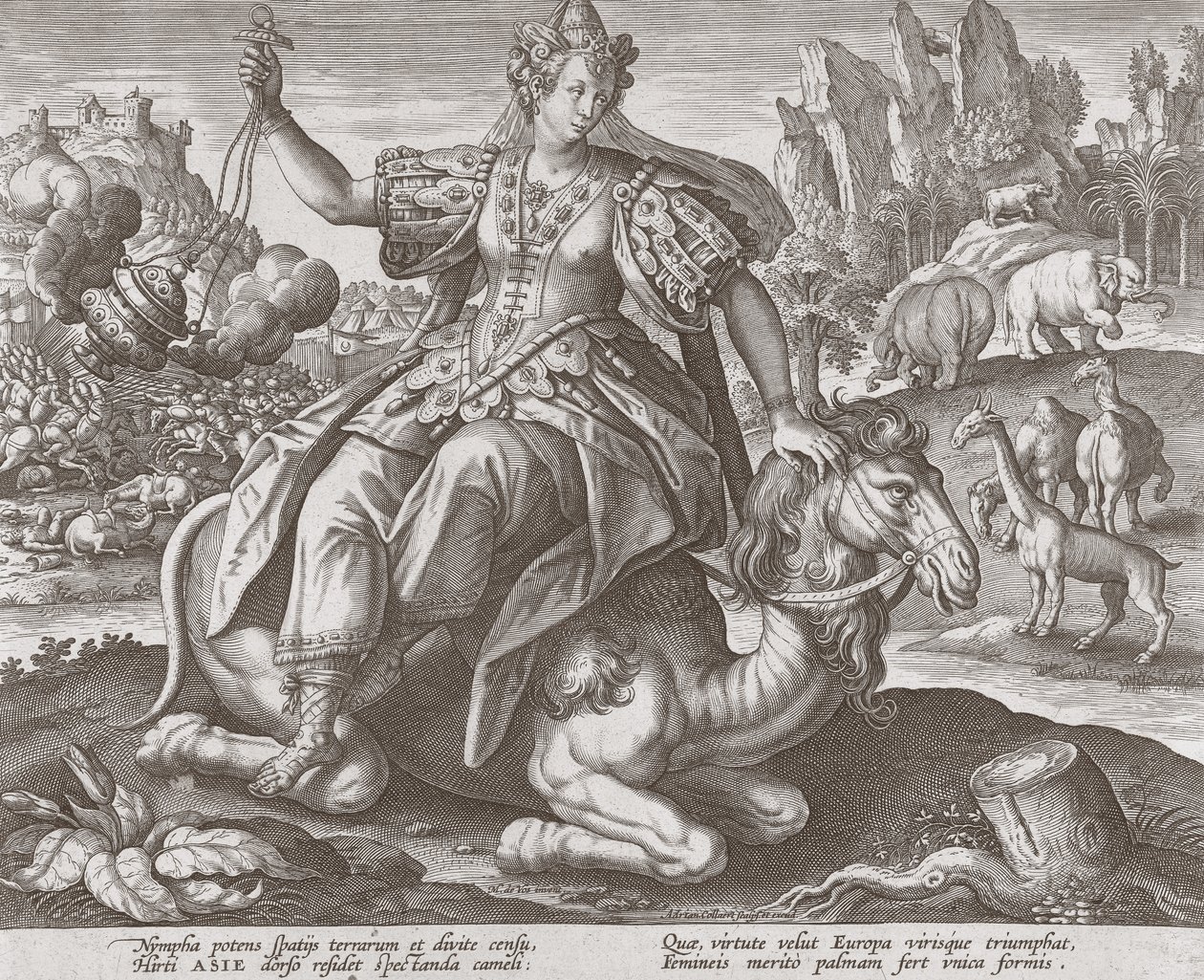 Ázsia a négy kontinensről, pub. C 1588-89 alkotó: Maarten de after Vos