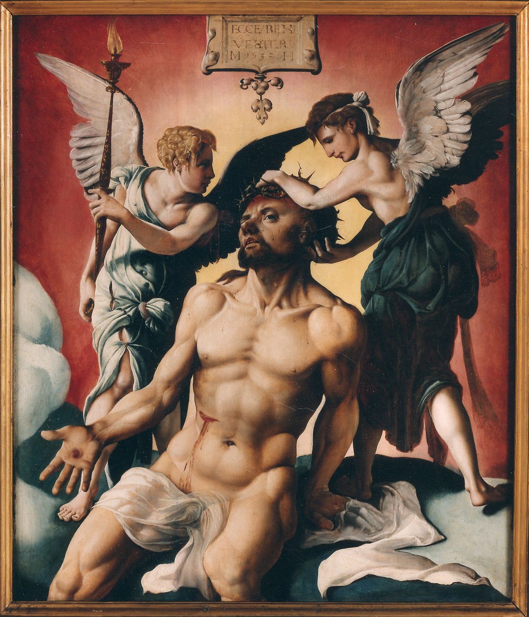 A tövisekkel megkoronázott Krisztus két angyal között, 1532. alkotó: Maarten Jacobsz Heemskerck van