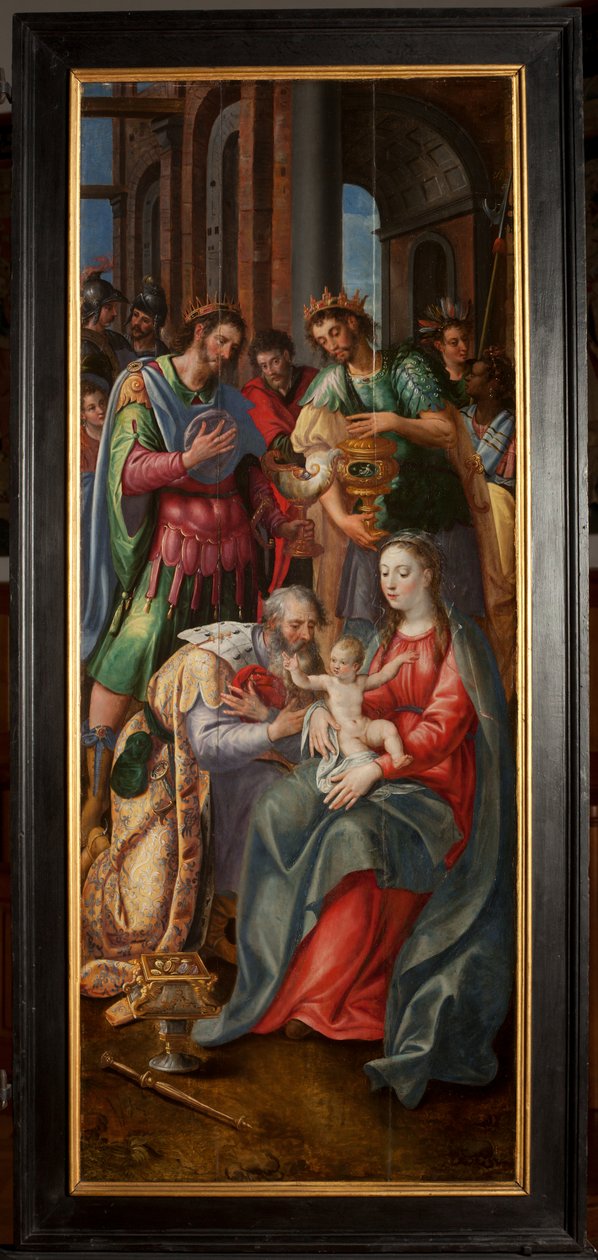 Mágusok imádása, Triptichon, Jobb oldali tábla, festmény fára alkotó: Maarten de Vos