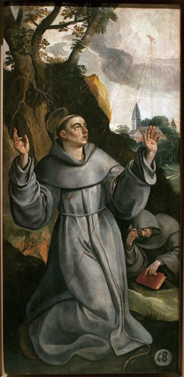 Assisi Szent Ferenc (1181-1226). Martin (Maarten) de Vos (1532-1604) festménye, olaj, fa alkotó: Maarten de Vos