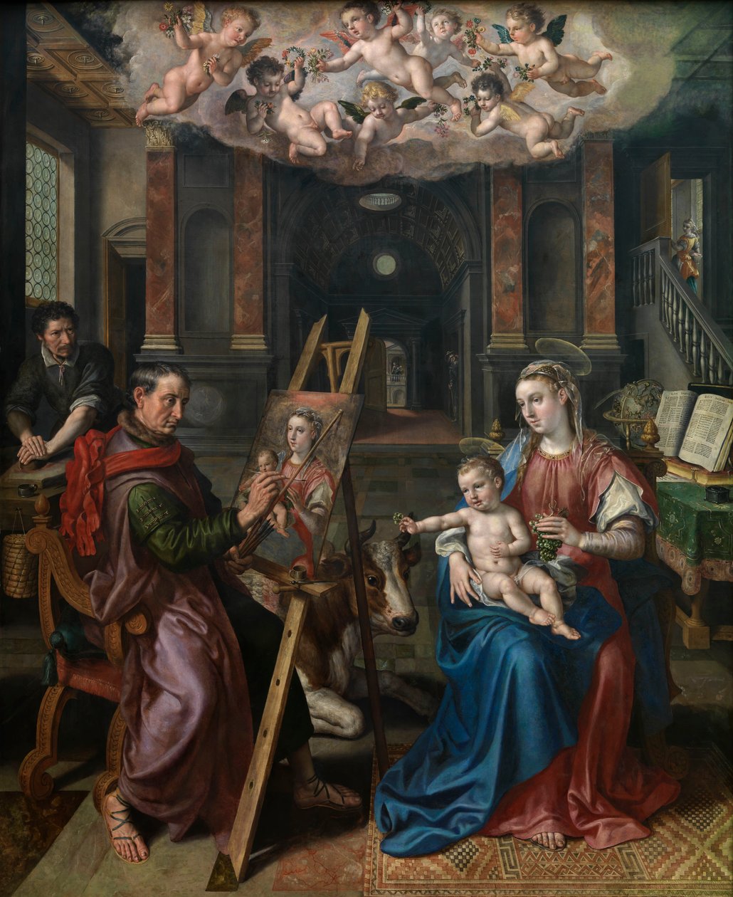 Szent Lukács a Szűz festménye alkotó: Maarten de Vos