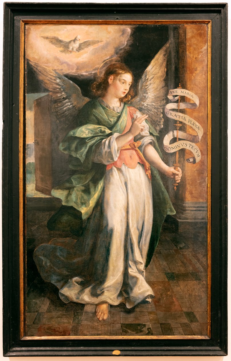 Az Angyali üdvözlet angyala (L’ange de l’annonciation) (olaj, fa) alkotó: Maarten de Vos