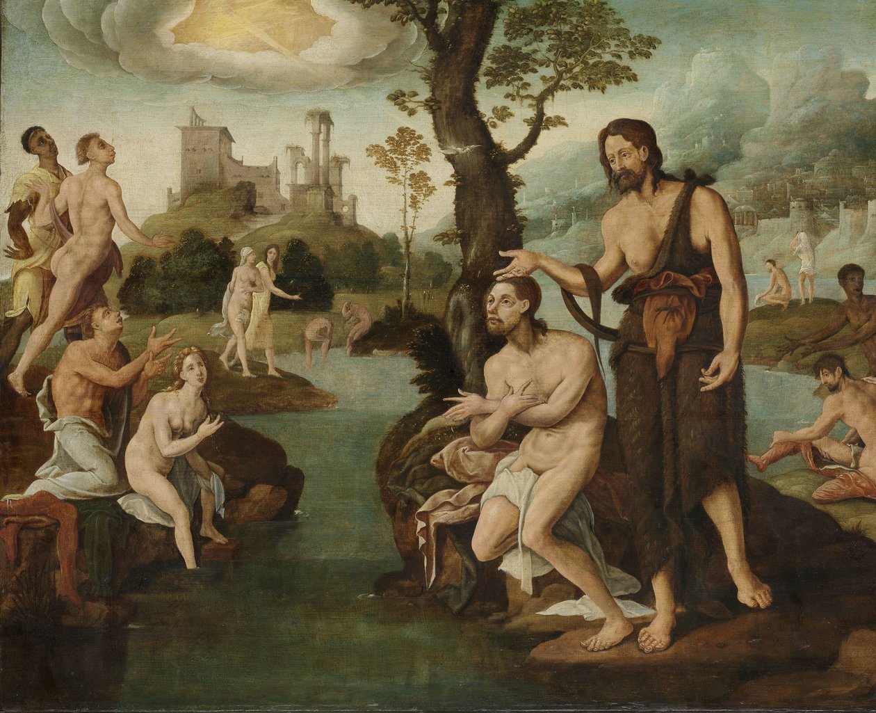 Krisztus keresztsége alkotó: Maarten van Heemskerck (circle of)