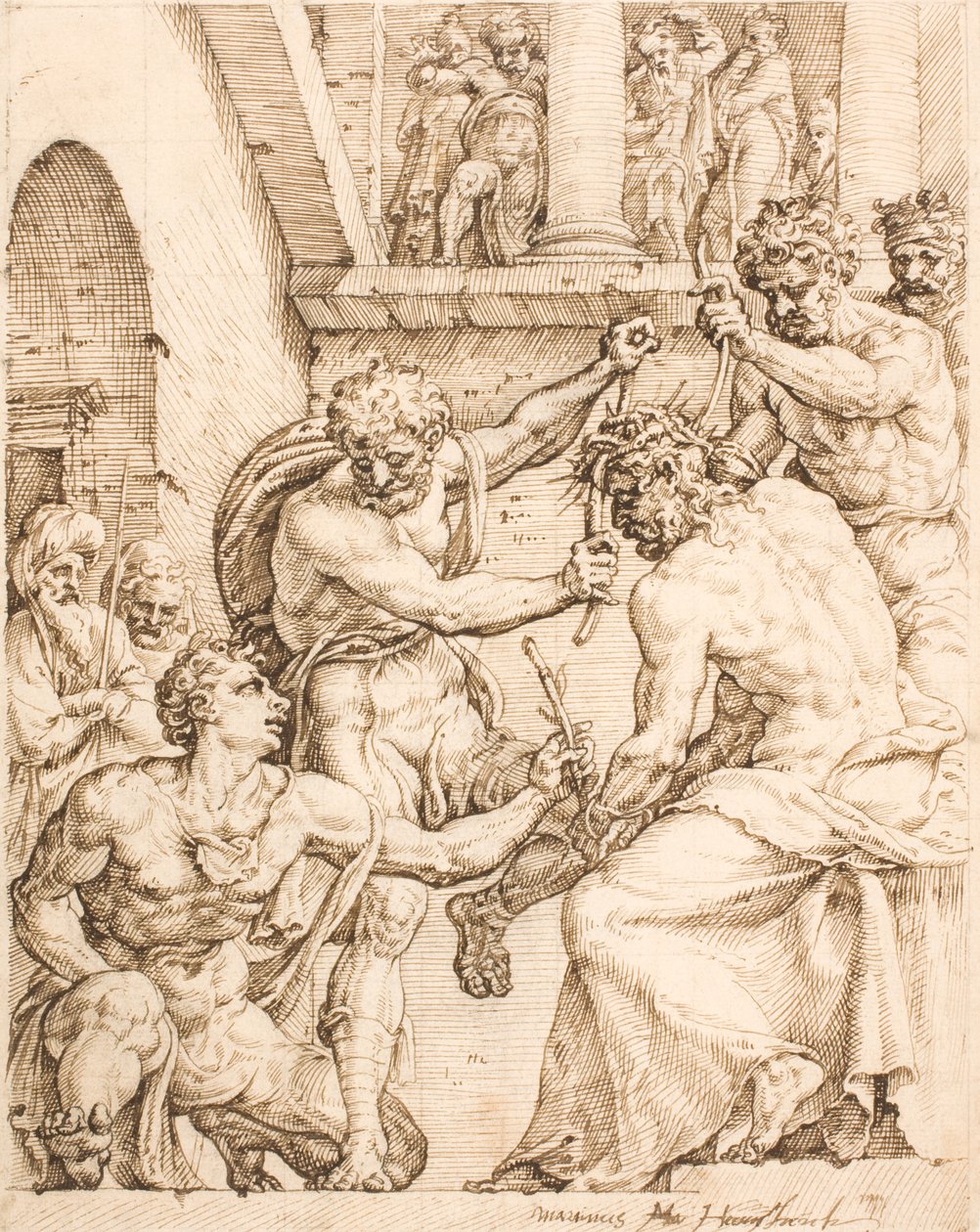 A tövisekkel koronázó Krisztus alkotó: Maarten van Heemskerck