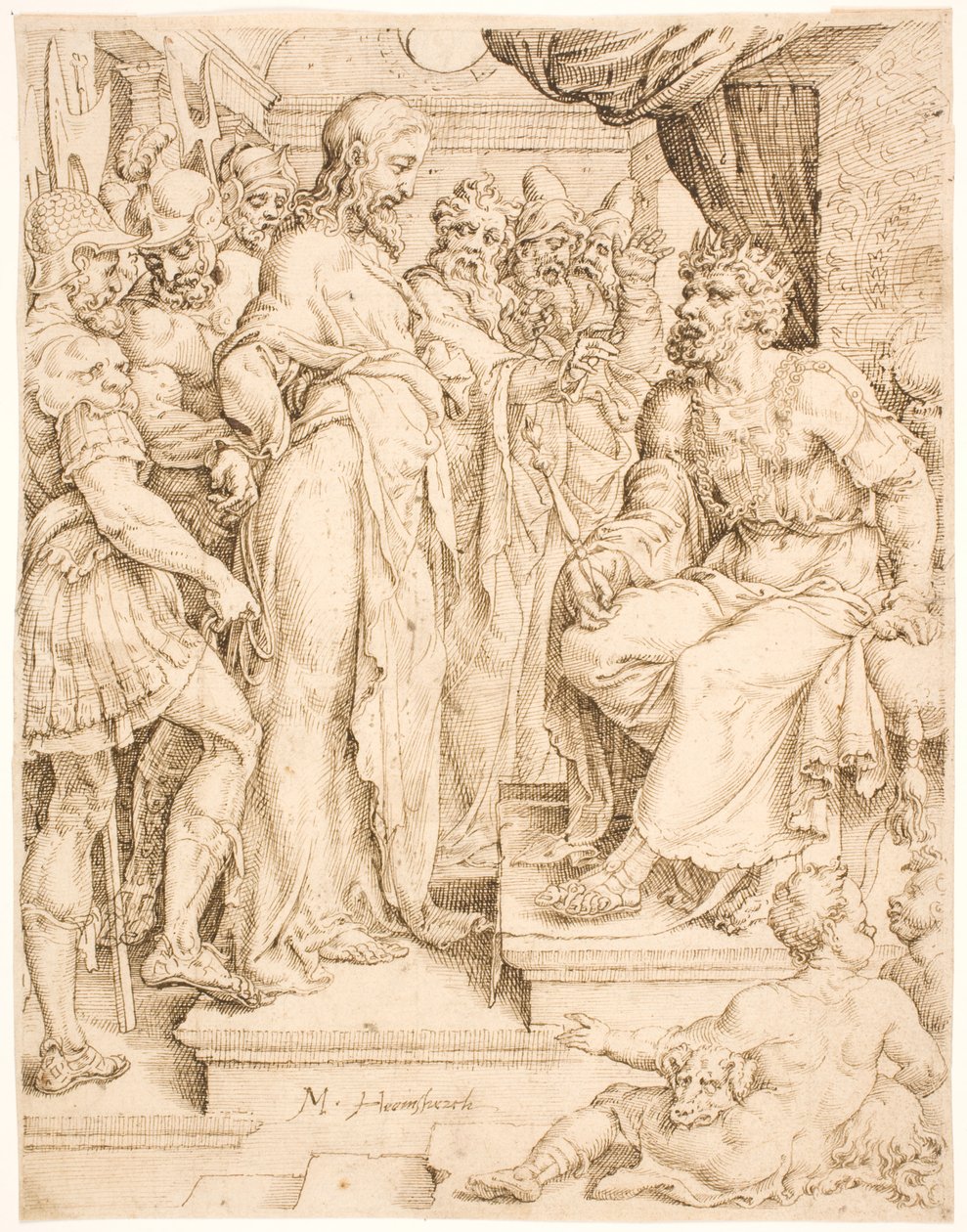 Krisztus Heródes előtt alkotó: Maarten van Heemskerck