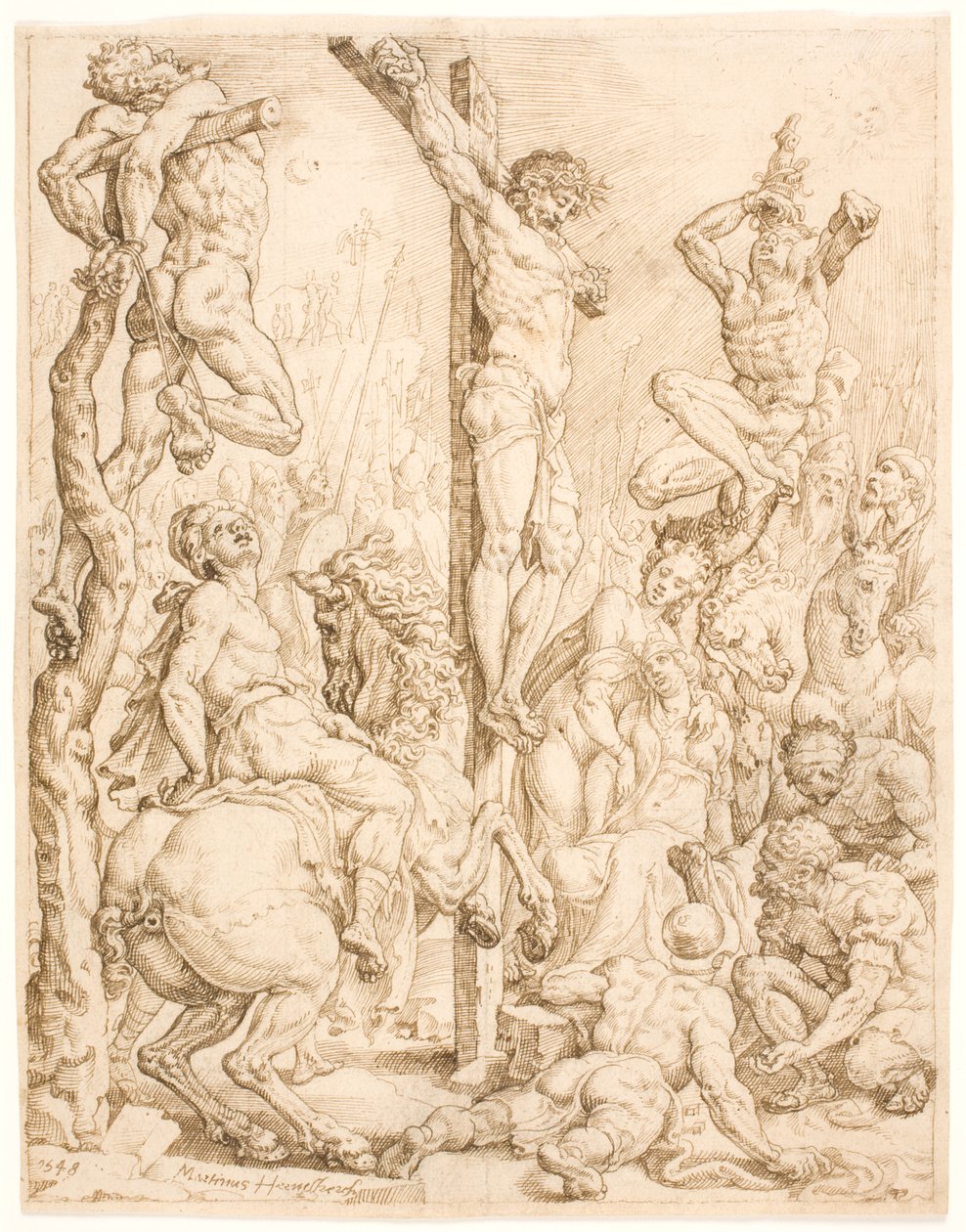 Krisztus a kereszten, a tolvajok között alkotó: Maarten van Heemskerck