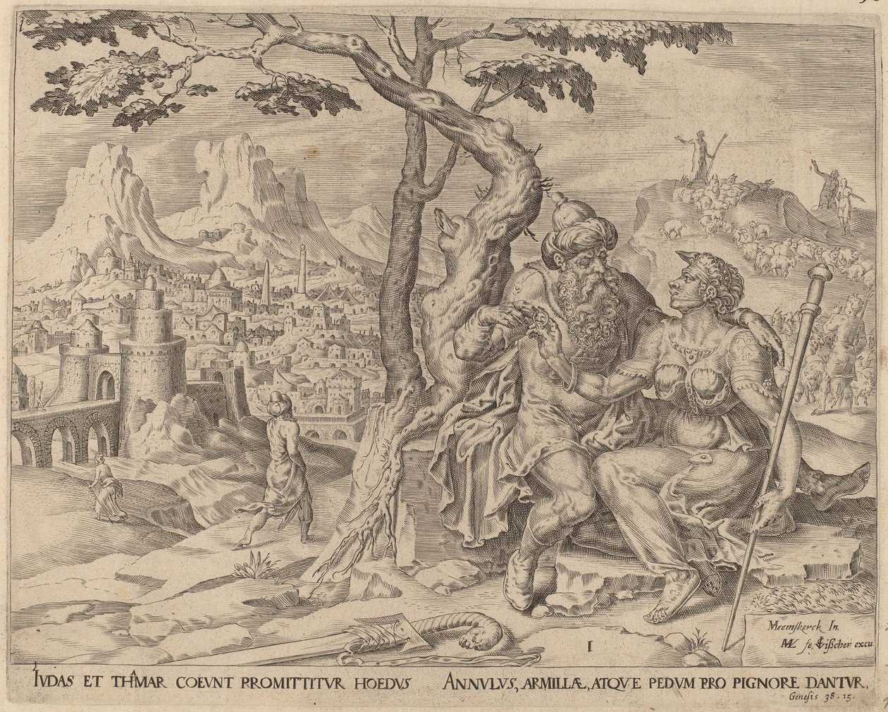 Júda zálogot adott Tamárnak, 1566 körül alkotó: Maarten van Heemskerck