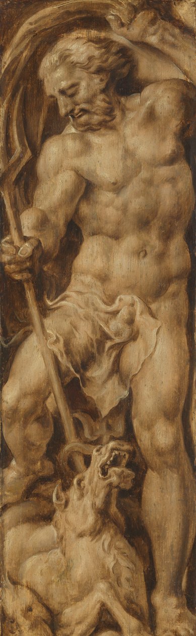 Neptunusz megszúr egy tengeri lovat alkotó: Maarten van Heemskerck