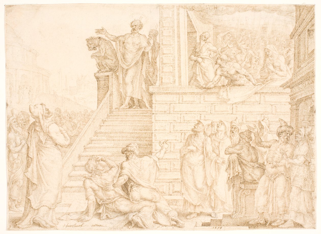 Péter Jeruzsálemben prédikál alkotó: Maarten van Heemskerck