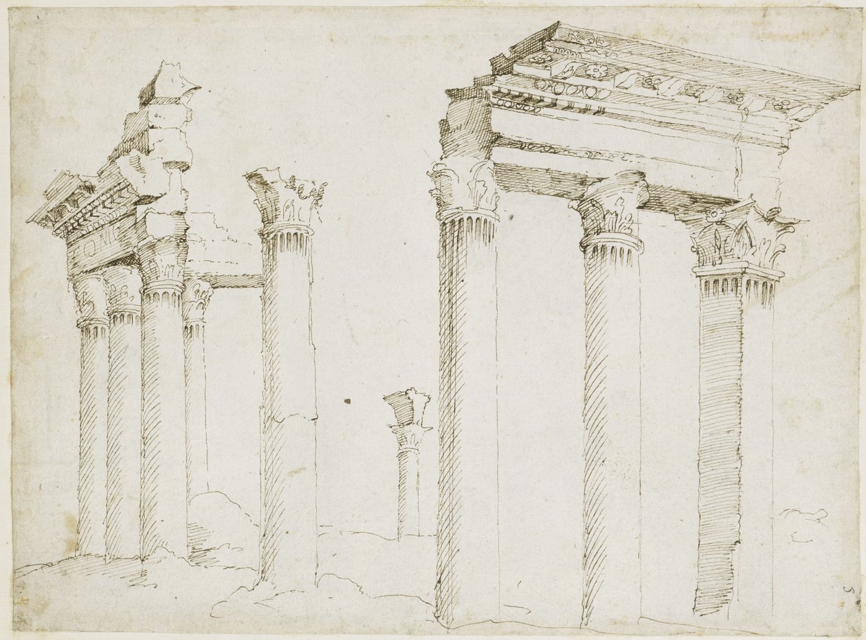 Minerva templomának romjai Nerva fórumán alkotó: Maarten van Heemskerck