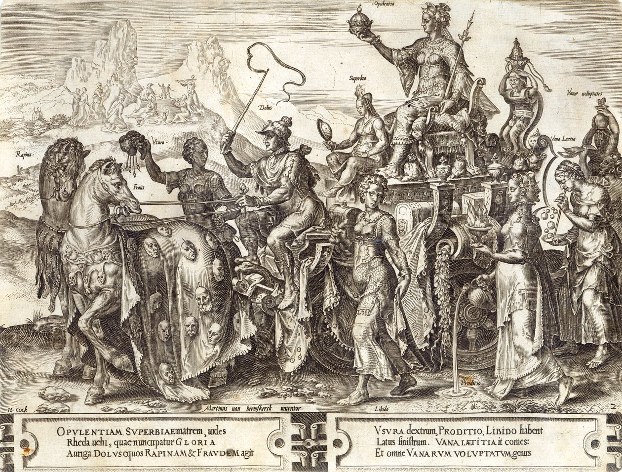 Gazdagság, 2. tábla a „The Vicissitude of Human Things”-ből, 1564 alkotó: Maarten van Heemskerck