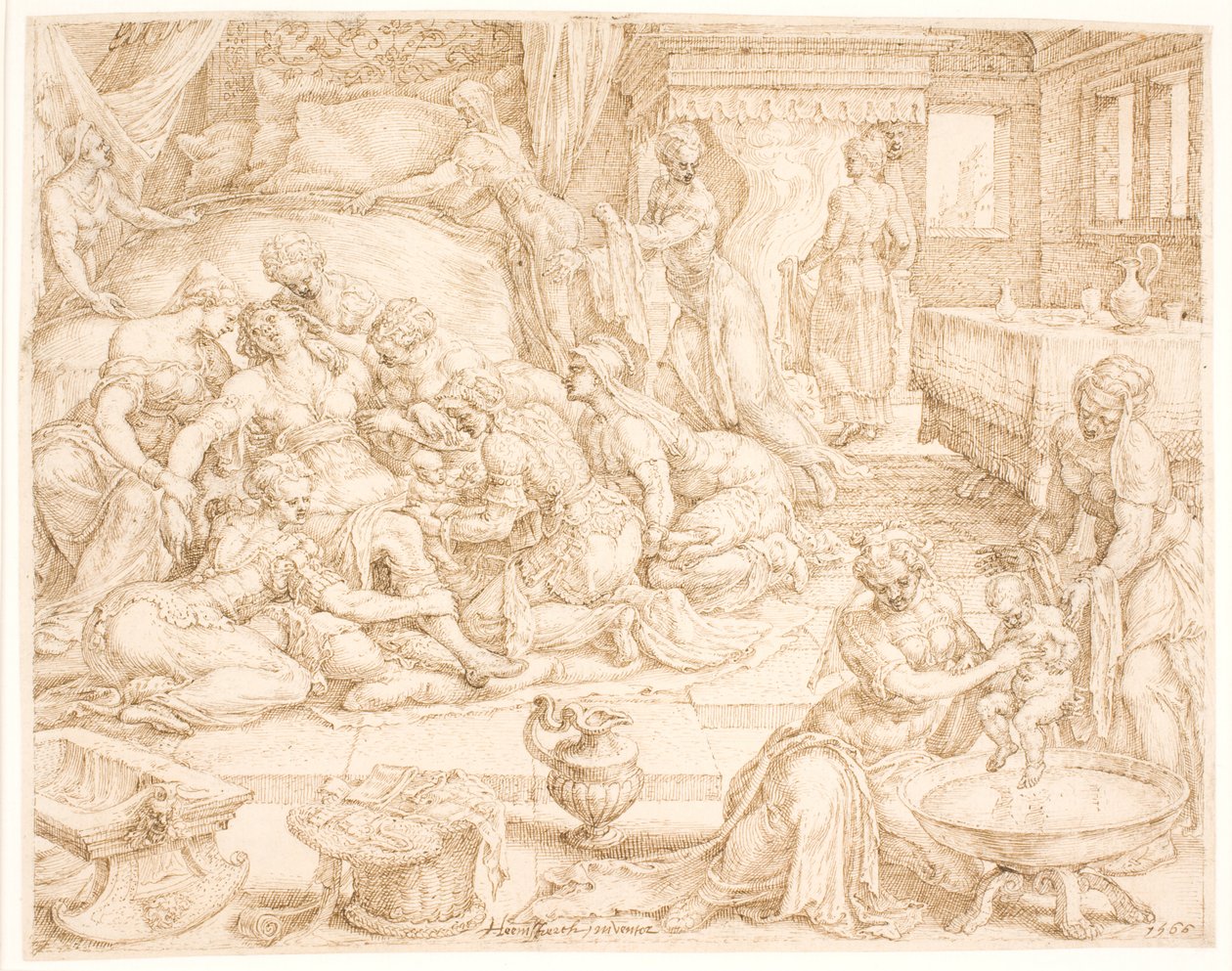 Tamar megszülte Farezog Jarah-t alkotó: Maarten van Heemskerck