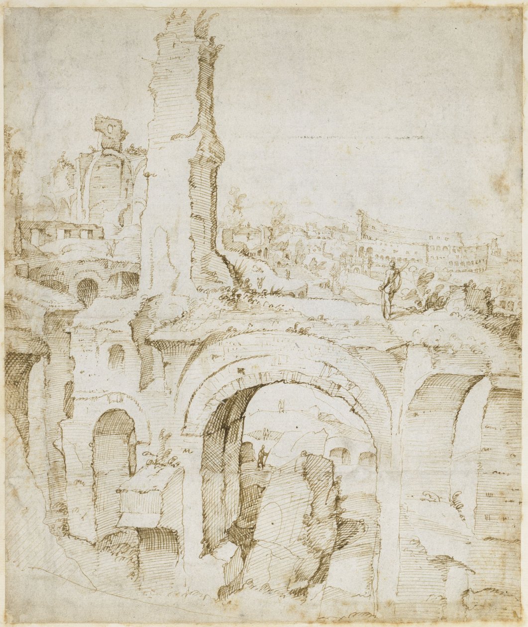 Kilátás a Domus Severiana épületéből a Colosseumra alkotó: Maarten van Heemskerck