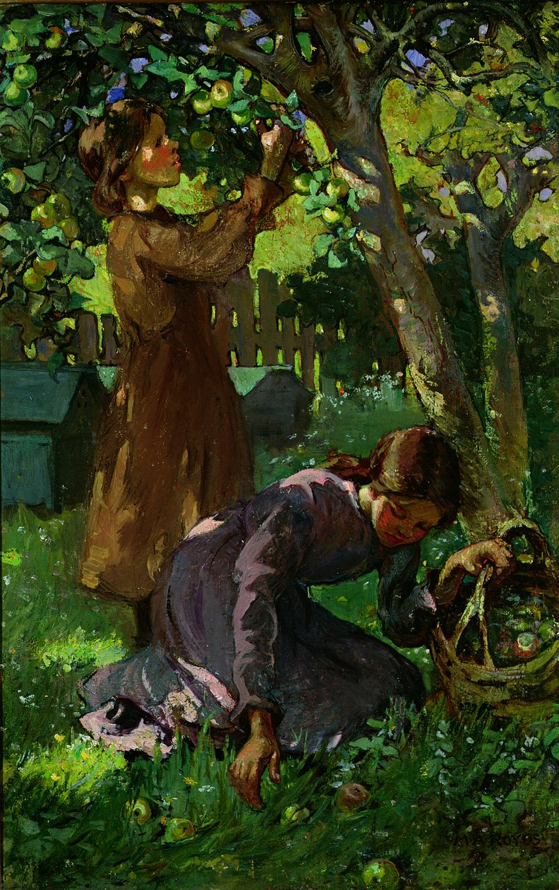 Almaszedés, 1920 körül alkotó: Mabel Royds