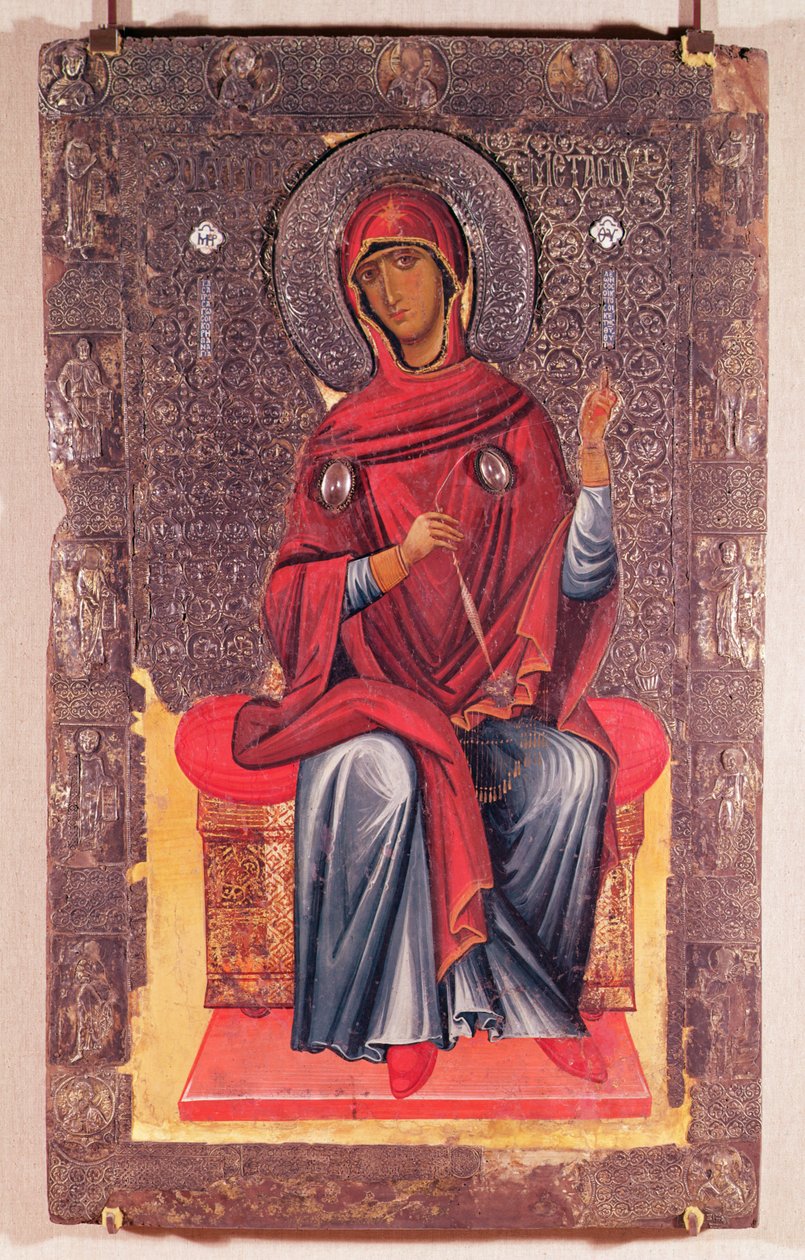 Szűz Mária, az Annunciációból (tempera, tábla) alkotó: Macedonian School