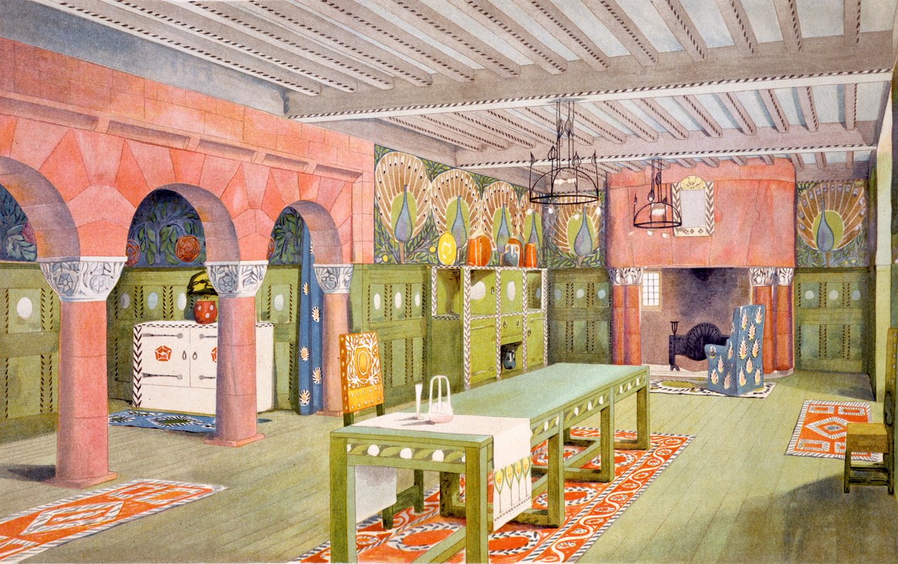 Ebédlő, Hochdanz Emil nyomat, 1901 körül alkotó: Mackay Hugh Baillie Scott