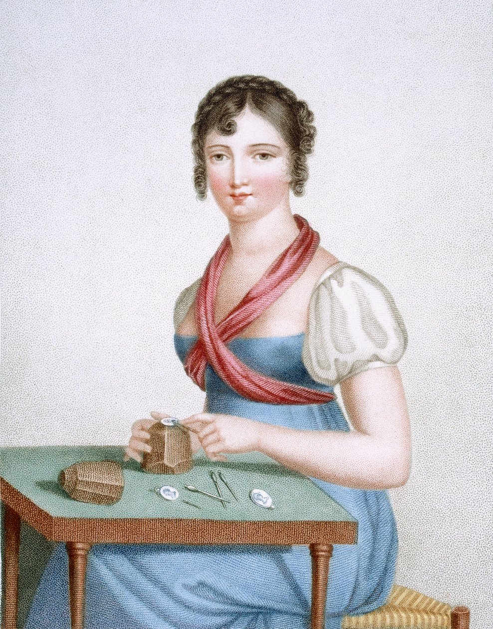 A nyomdász, vésette Augrand, 1816 körül alkotó: Madame G. Busset Dubruste