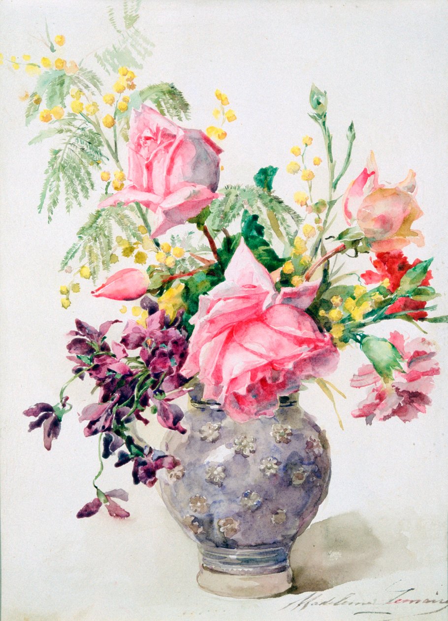 Váza rózsákkal, 1865-1928 alkotó: Madeleine Jeanne Lemaire