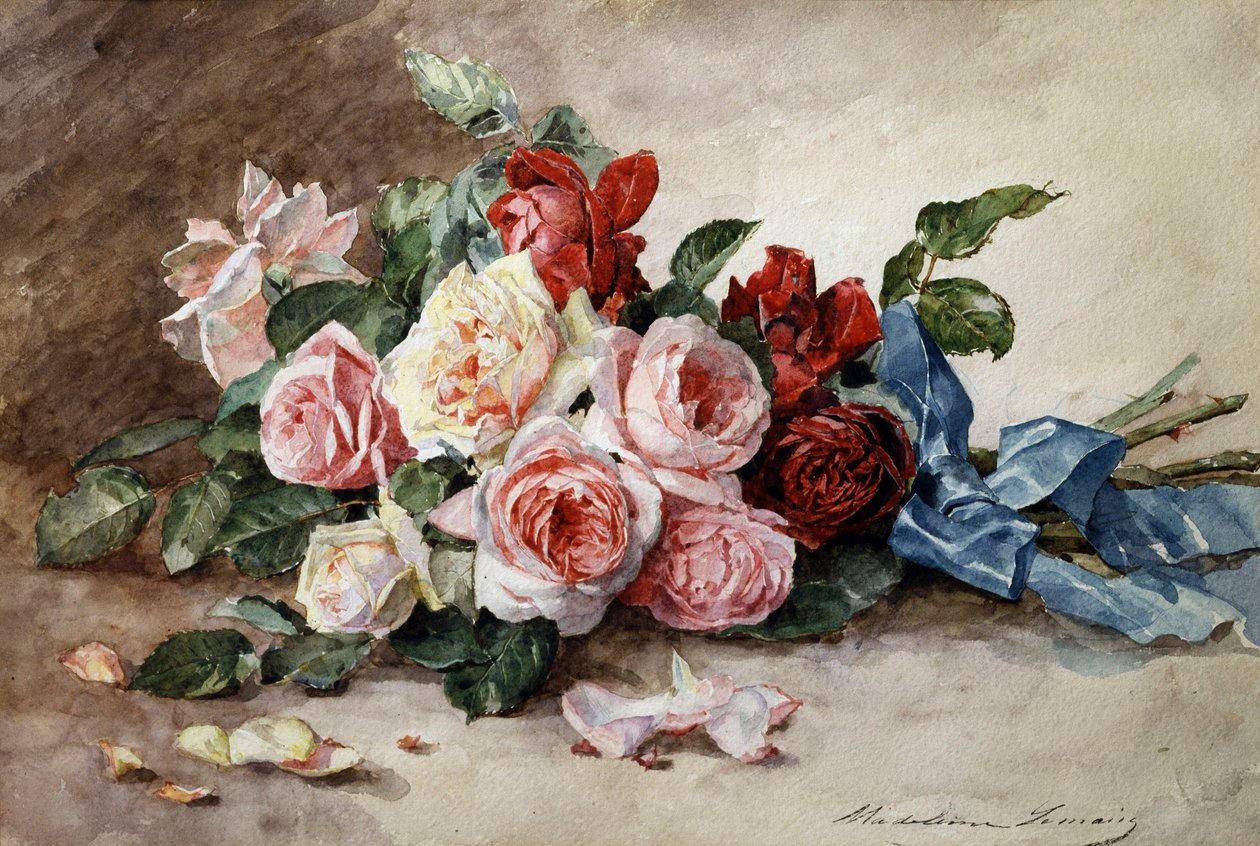Rózsavirág csokor. Madeleine Jeanne Lemaire (1845-1928) festménye Magángyűjtemény. alkotó: Madeleine Lemaire
