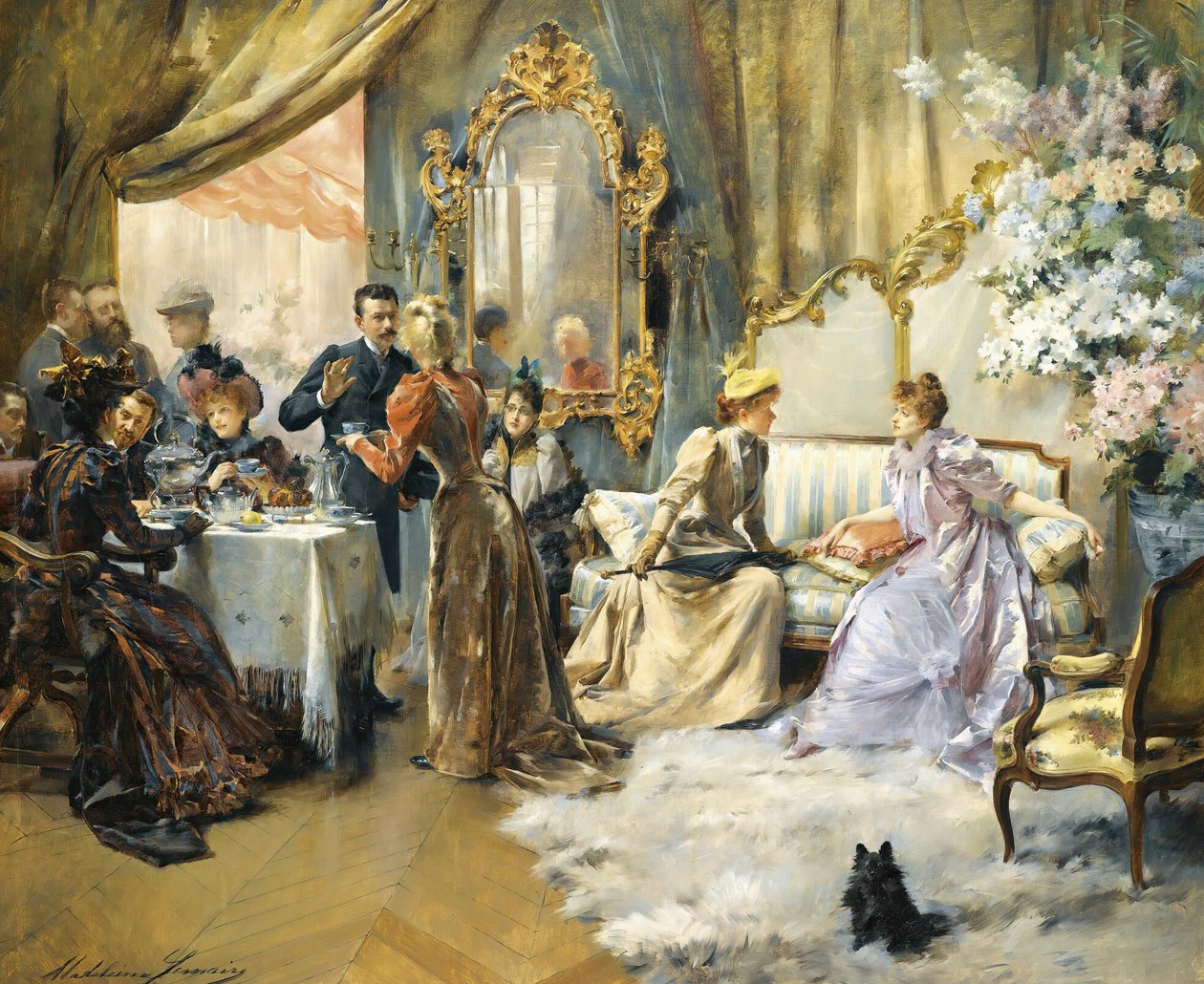 Délutáni tea a festőszalonban alkotó: Madeleine Lemaire