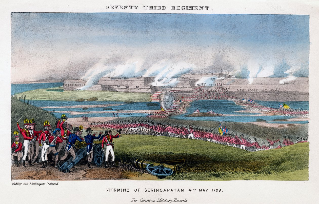 Hetvenharmadik ezred, Szeringapatam megtámadása, India, 1799. május 4. alkotó: Madeley